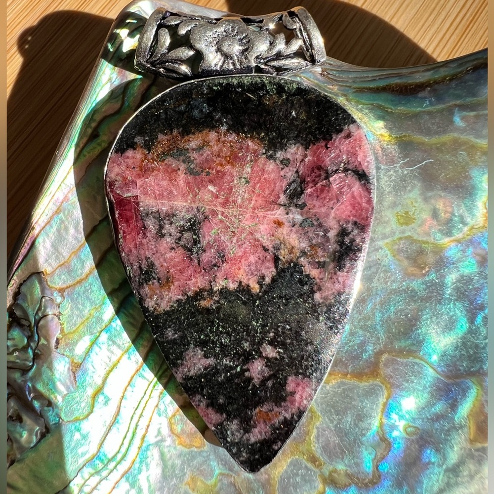 Rhodonite Silver Pendant